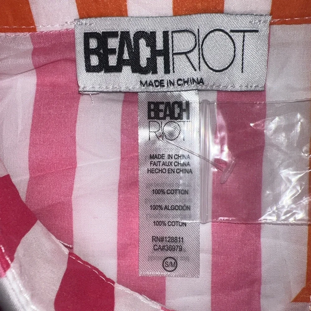 Beach Riot Women's Alexa Top in Sunset Stripes Button‎ Front Oversized Size S/M